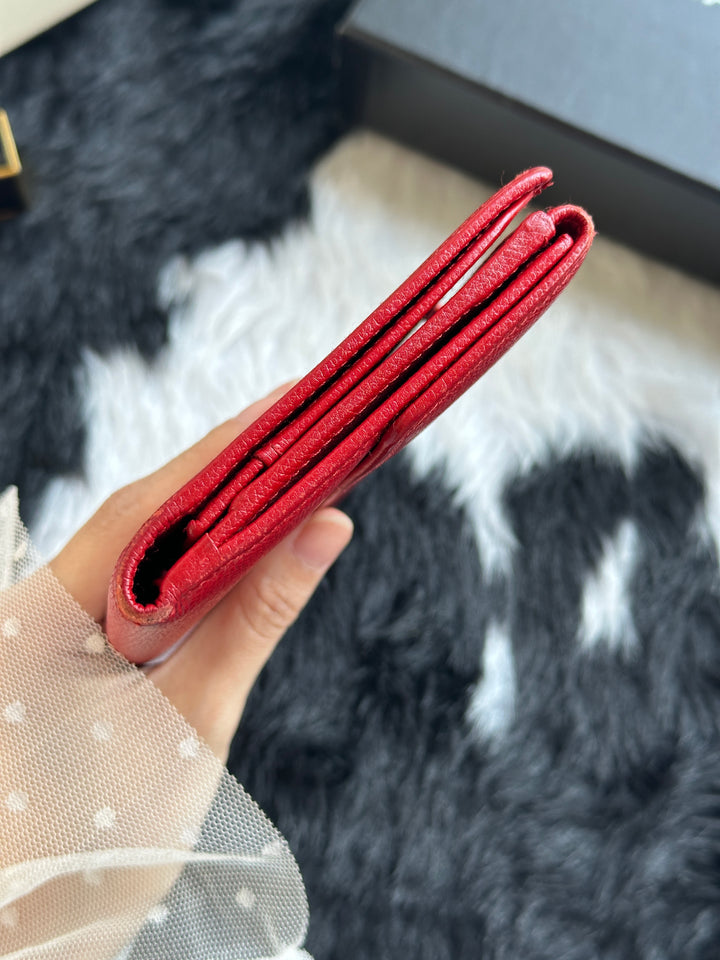 Chanel Red Long Wallet ❤️｜Textured Leather × Enamel CC Detail × Original Box Included