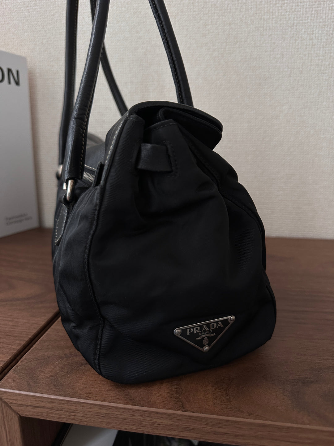 Prada Nylon & Leather Hobo Bag 🖤✨ Double Flap Baguette Style