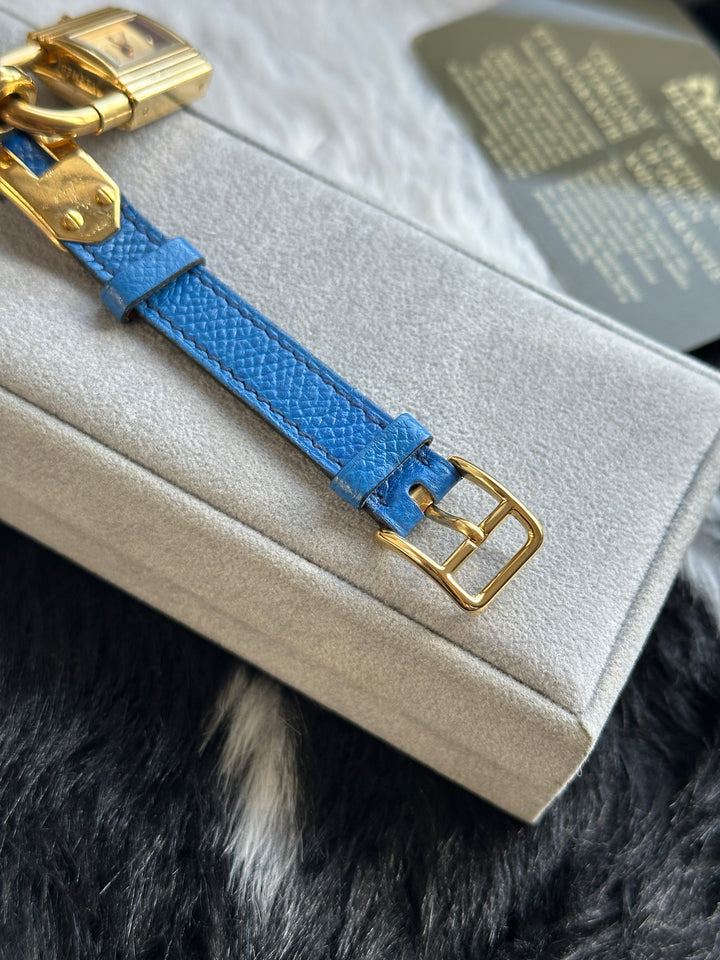 Hermès Kelly Lock Watch 💙｜Padlock Case × Blue Leather Strap × Full Set