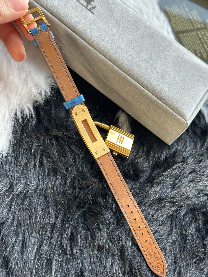 Hermès Kelly Lock Watch 💙｜Padlock Case × Blue Leather Strap × Full Set