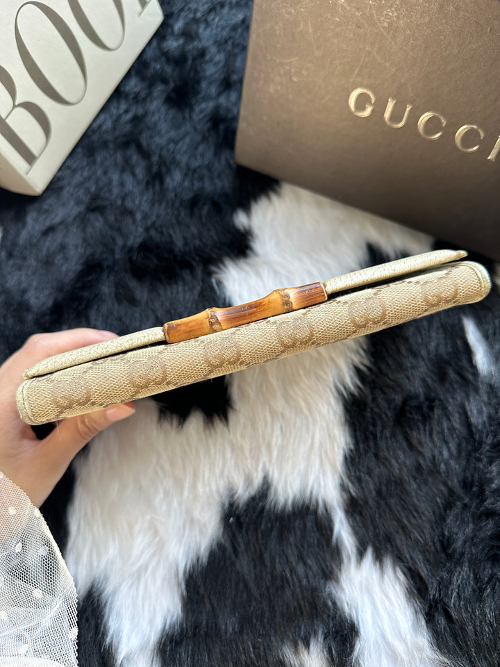 Gucci Bamboo GG Canvas Long Wallet 🤎｜Signature Monogram × Bamboo Detail × Spacious Interior