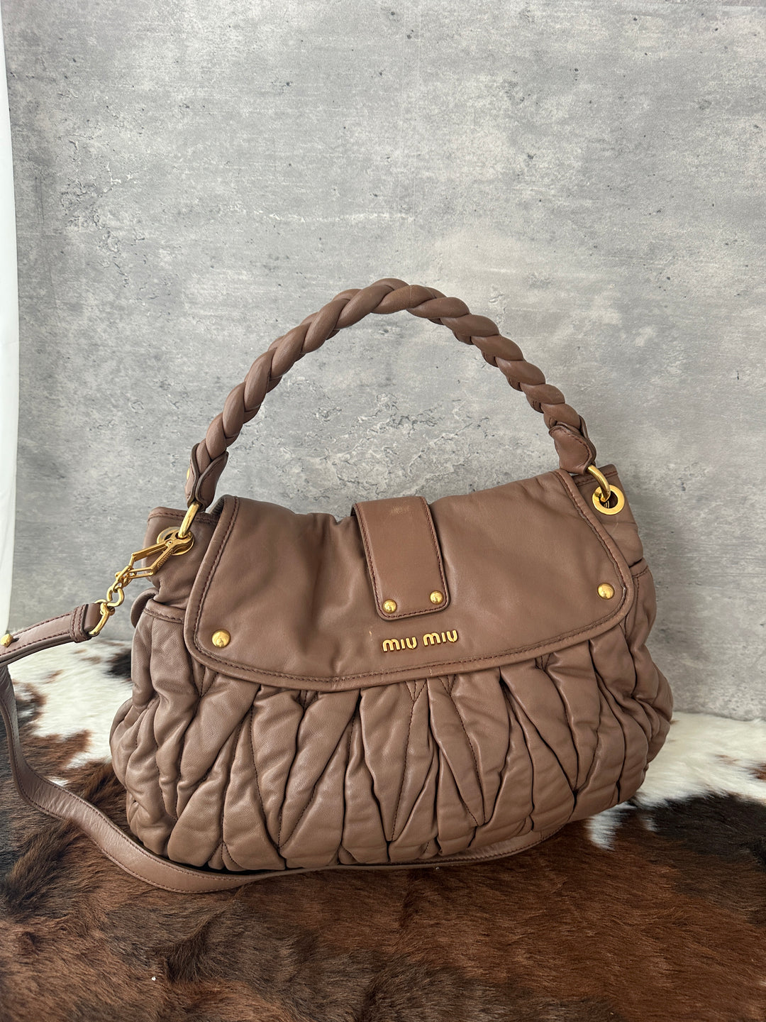 Miu Miu “Caramel Latte Soft Matelassé Hobo” ☕✨ | Ultra-Soft Lambskin with Original Strap