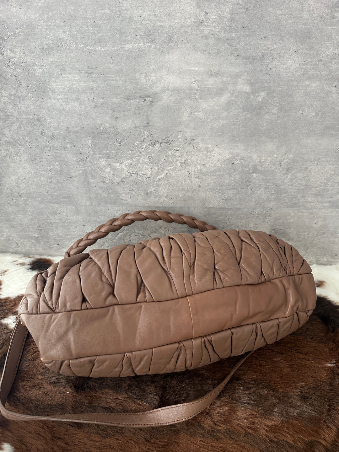 Miu Miu “Caramel Latte Soft Matelassé Hobo” ☕✨ | Ultra-Soft Lambskin with Original Strap