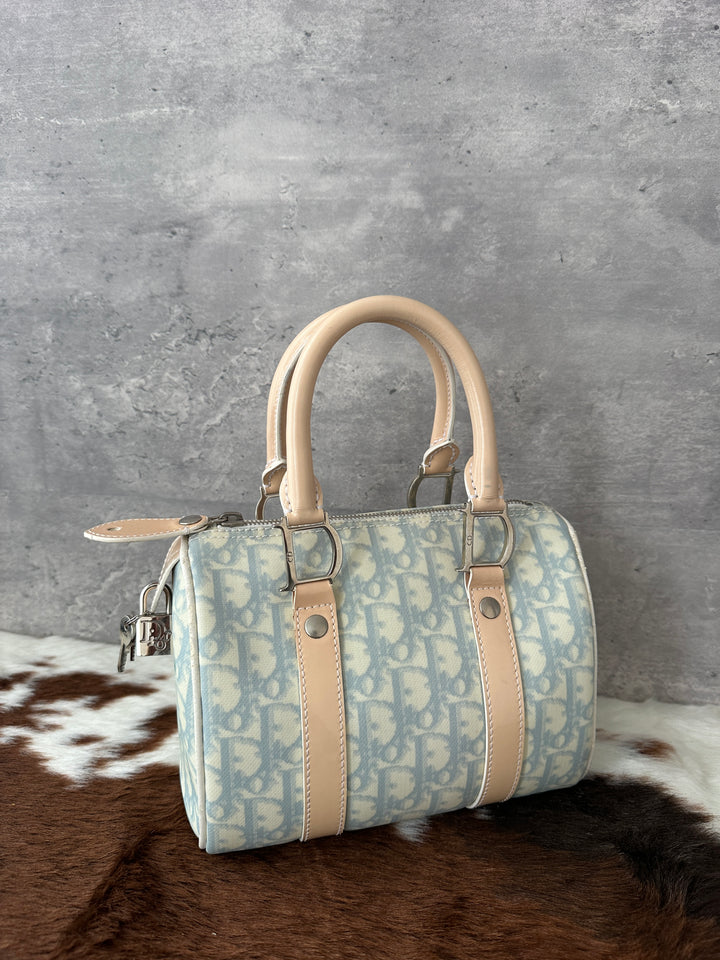 Dior “Baby Blue Mini Boston Bag” 🩵✨ | Rare Mini Size with Iconic Key Lock