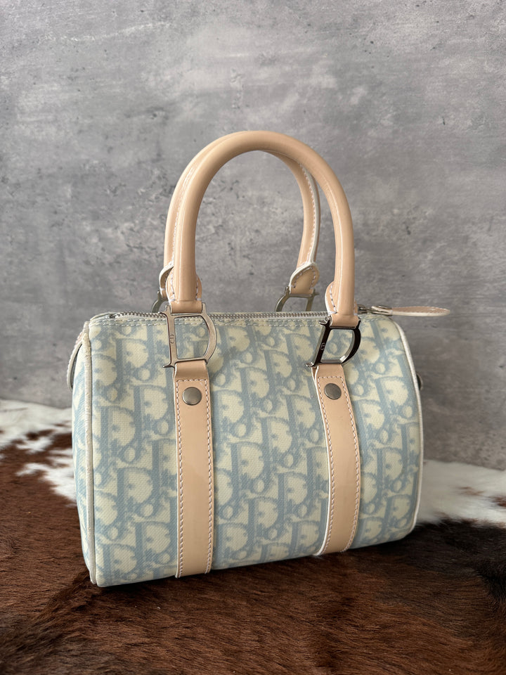 Dior “Baby Blue Mini Boston Bag” 🩵✨ | Rare Mini Size with Iconic Key Lock