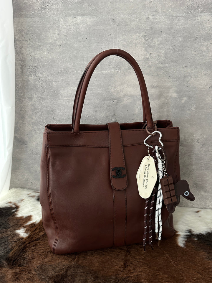 Chanel “Chocolate Brown Soft Hobo Tote” 🍫✨ | Rare Matte Black CC Turn Lock