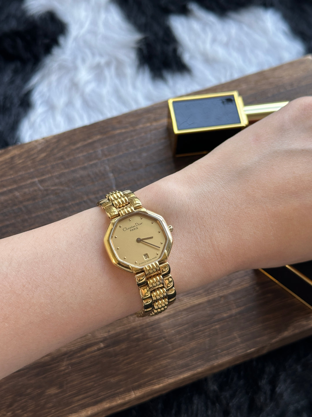Dior Vintage Octagonal Watch ✨｜Rare All-Gold Design × Sculptural Bracelet × Timeless Elegance