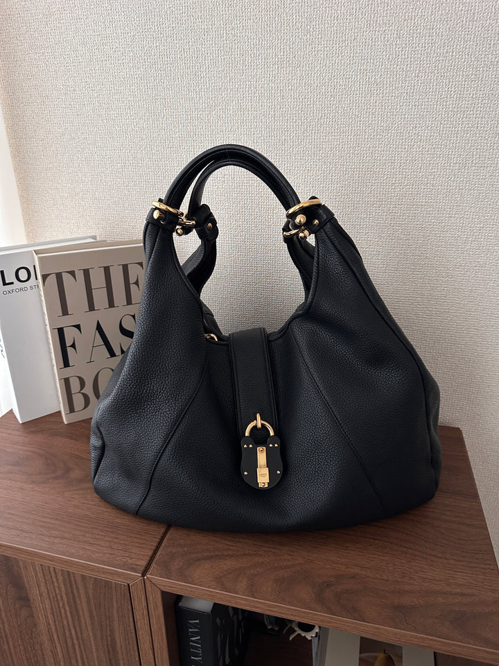 Loewe Pebbled Leather Hobo with Lock 🖤✨