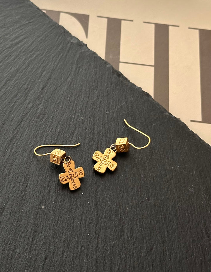 CHANEL Vintage Cross Earrings – Rare Chrome Hearts Inspired 🖤✨