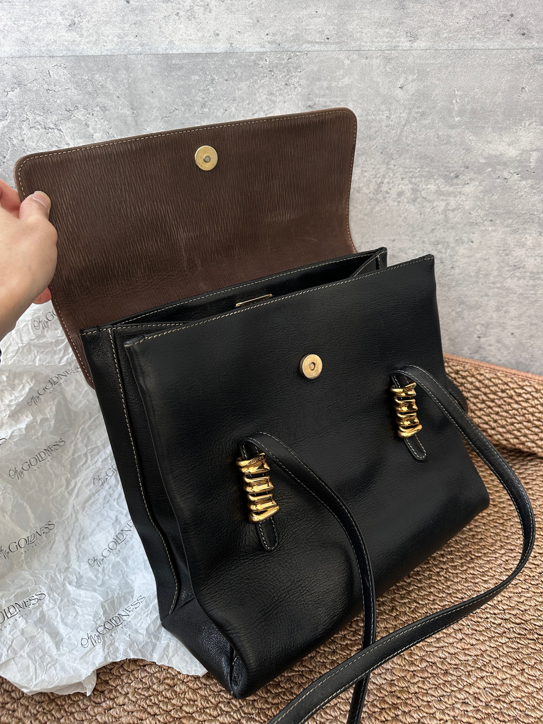 LOEWE Two-Tone Chocolate Snake-Bone Shoulder Bag 🤎｜Rare Vintage Classic