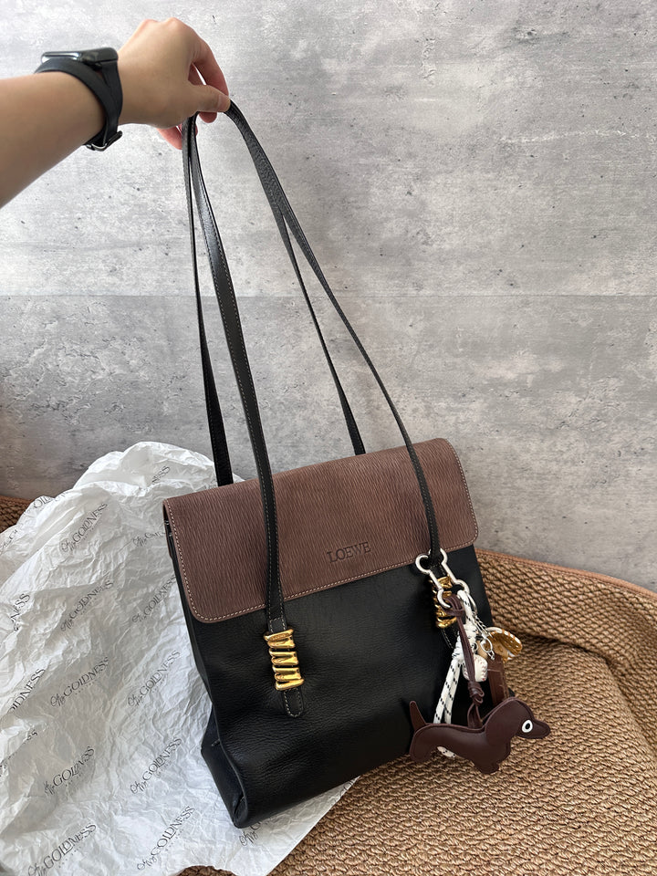 LOEWE Two-Tone Chocolate Snake-Bone Shoulder Bag 🤎｜Rare Vintage Classic