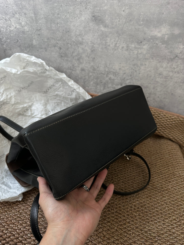 LOEWE Chocolate Brown & Black Snake-Bone Shoulder Bag 🤎