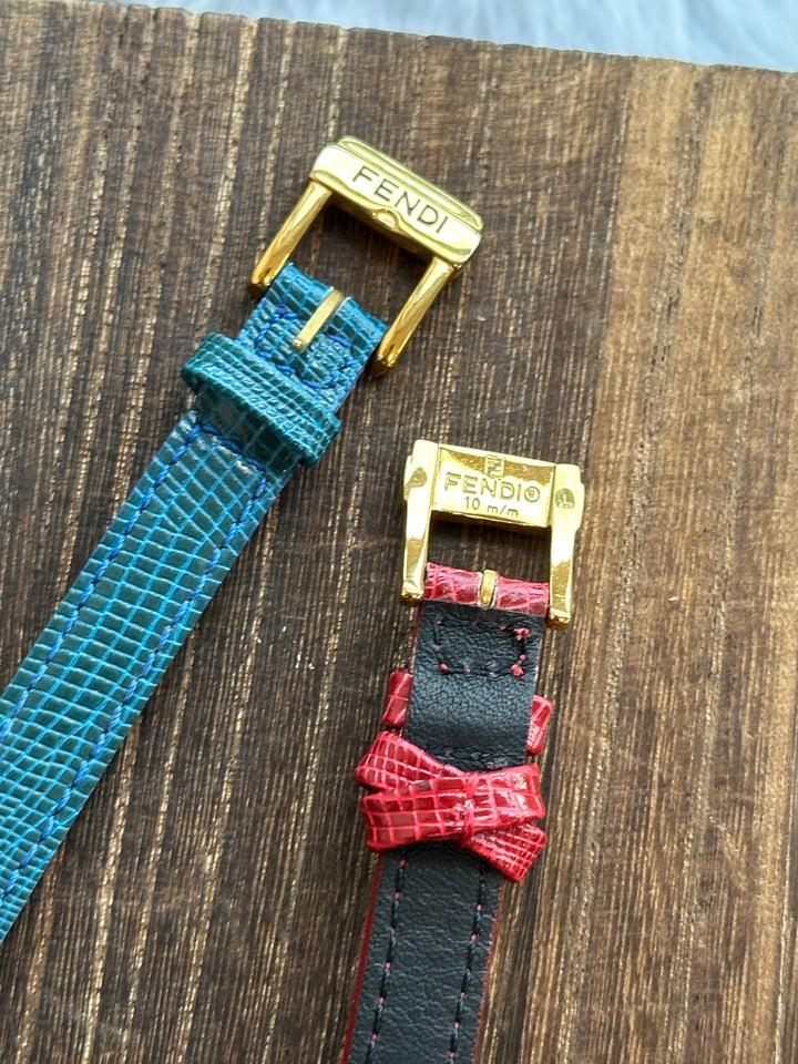 Fendi Triple-Strap Oval Watch 💚🩵❤️｜One Watch, Three Looks × Pearl Sunray Dial × Elegant Gold-Tone Case