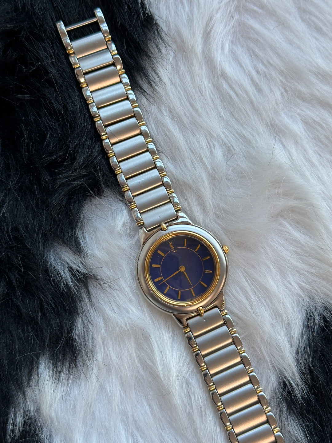 Yves Saint Laurent Two-Tone Watch with Box 💙｜Gemstone Blue Dial × Elegant Two-Tone Finish × Timeless Minimal Design