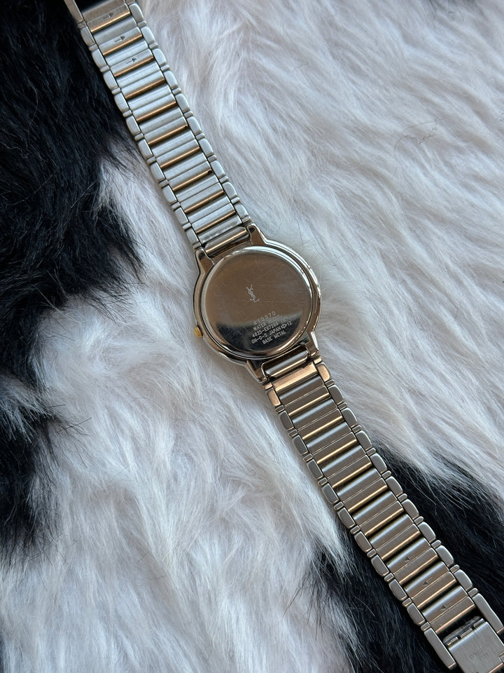 Yves Saint Laurent Two-Tone Watch with Box 💙｜Gemstone Blue Dial × Elegant Two-Tone Finish × Timeless Minimal Design