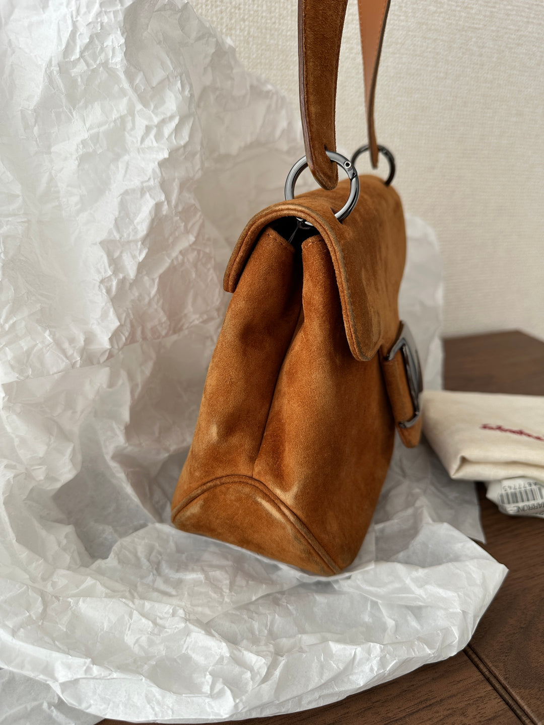 Ferragamo Suede Mini Kelly 🤎✨ Caramel Elegance