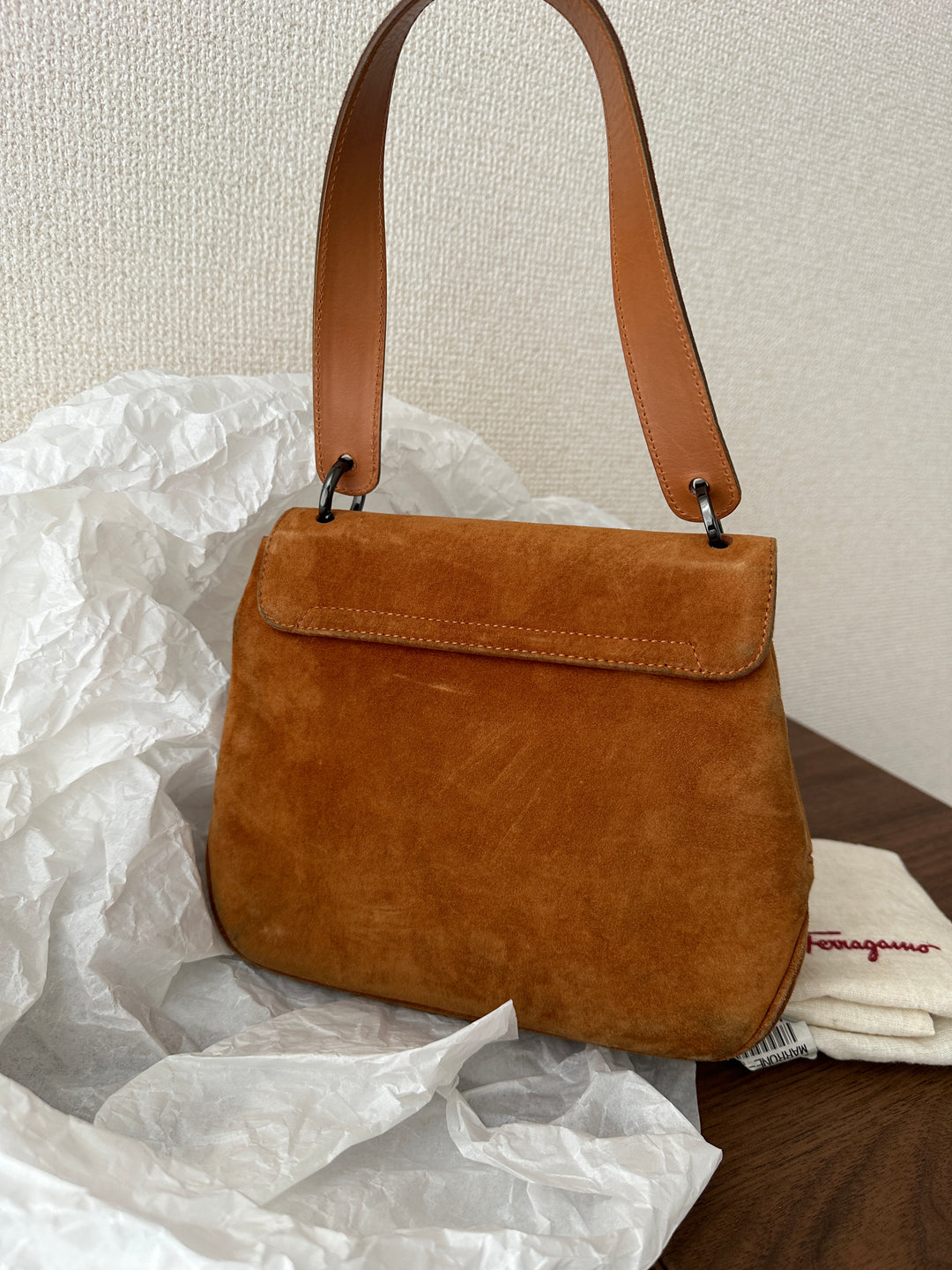 Ferragamo Suede Mini Kelly 🤎✨ Caramel Elegance