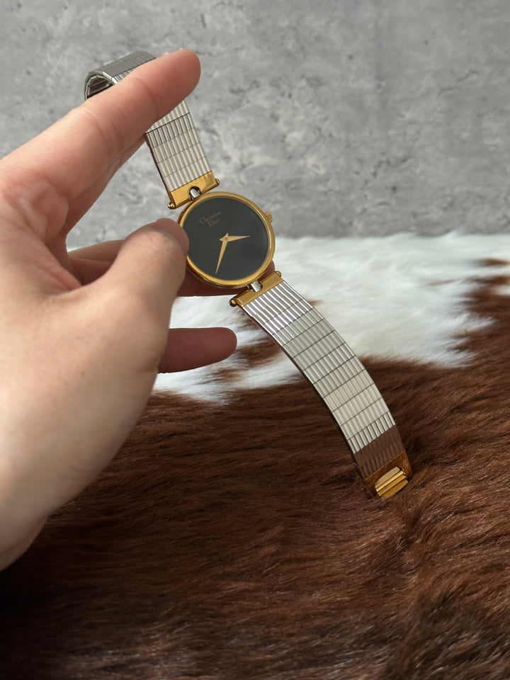 Dior “Black Dial Gold-Silver Classic Watch” ✨🖤 | Timeless Tri-Tone Elegance & Adjustable Strap