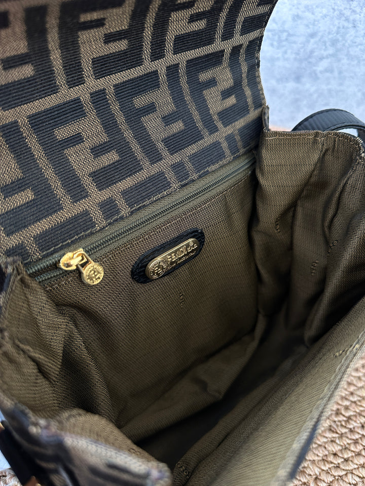 FENDI Zucca Monogram Mini Boxy Shoulder Bag 🤎｜Vintage Small Size with Gold Lock
