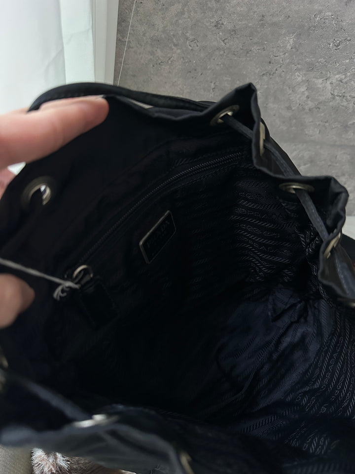Prada “Classic Black Nylon Mini Backpack” 🖤✨ | Iconic Silver Hardware & Super Popular Size