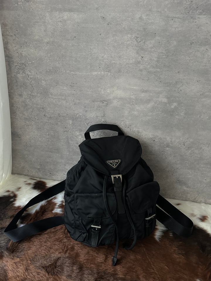 Prada “Classic Black Nylon Mini Backpack” 🖤✨ | Iconic Silver Hardware & Super Popular Size