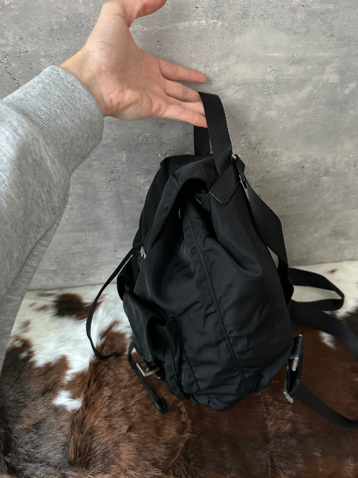 Prada “Classic Black Nylon Mini Backpack” 🖤✨ | Iconic Silver Hardware & Super Popular Size