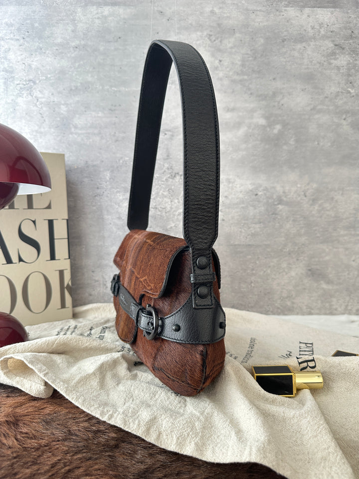 Ferragamo Pony Hair Shoulder Bag 🤎｜Luxurious Pony Hair Texture × Warm Tonal Depth × Vintage Chic Appeal