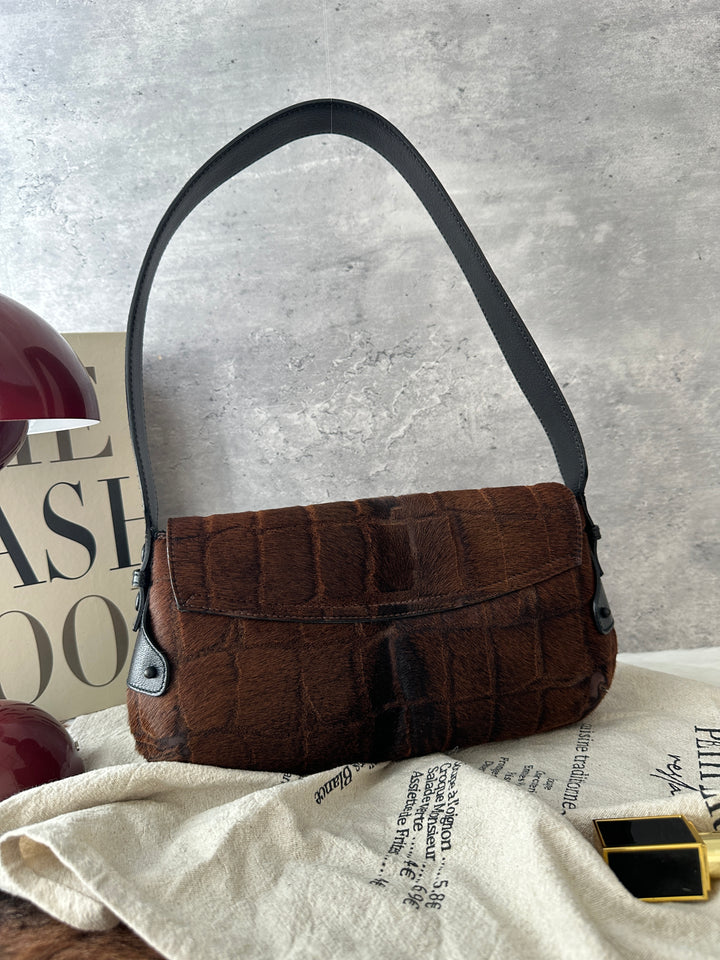 Ferragamo Pony Hair Shoulder Bag 🤎｜Luxurious Pony Hair Texture × Warm Tonal Depth × Vintage Chic Appeal