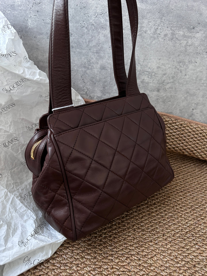 CHANEL Light Mocha Lambskin Small Tote – With Sticker 🥐