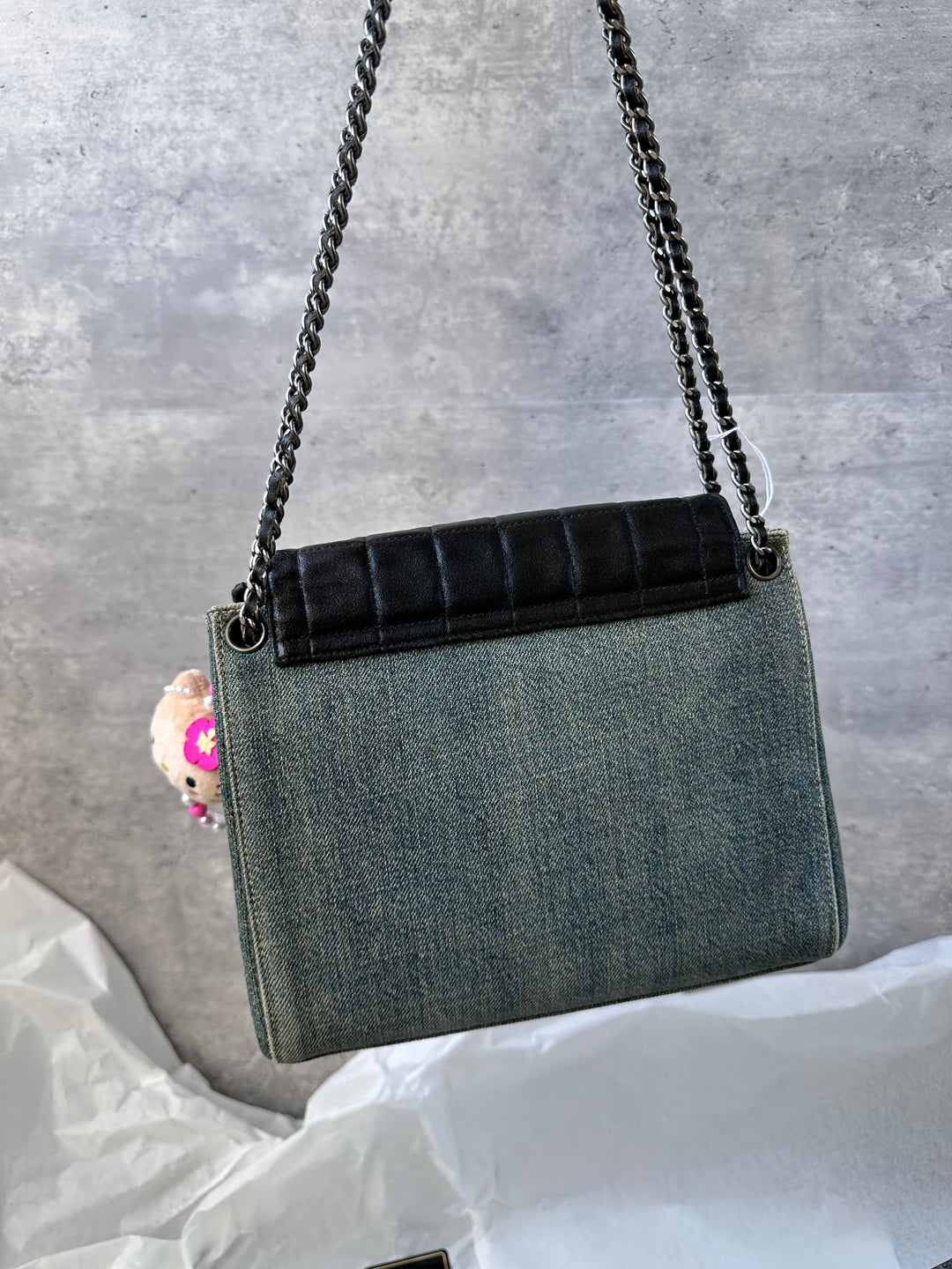 CHANEL Denim & Leather Chain Bag – Small Yuanbao Style 🖤✨