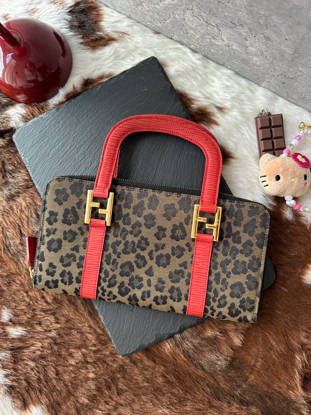 FENDI Leopard Jacquard Top Handle Bag 🐆❤️｜Bold Leopard Pattern × Red Leather Trims × Convertible Crossbody Styling