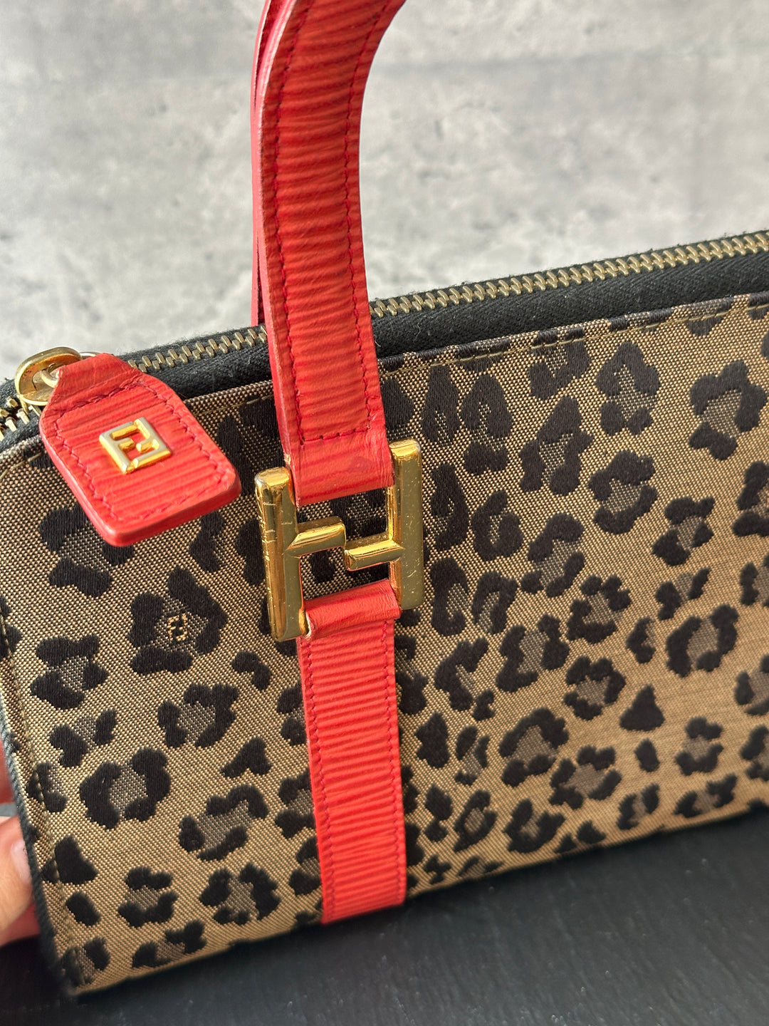 FENDI Leopard Jacquard Top Handle Bag 🐆❤️｜Bold Leopard Pattern × Red Leather Trims × Convertible Crossbody Styling