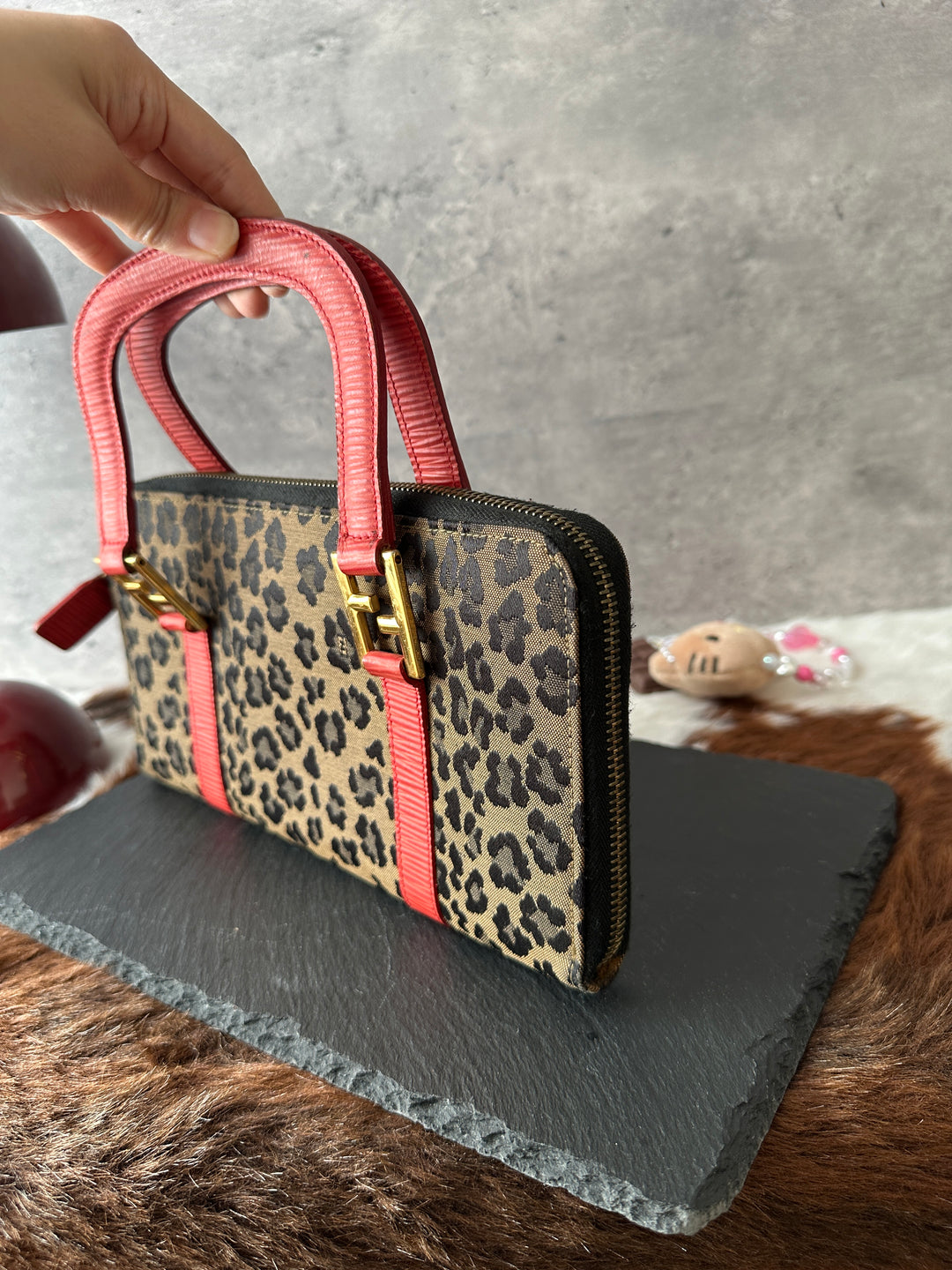 FENDI Leopard Jacquard Top Handle Bag 🐆❤️｜Bold Leopard Pattern × Red Leather Trims × Convertible Crossbody Styling