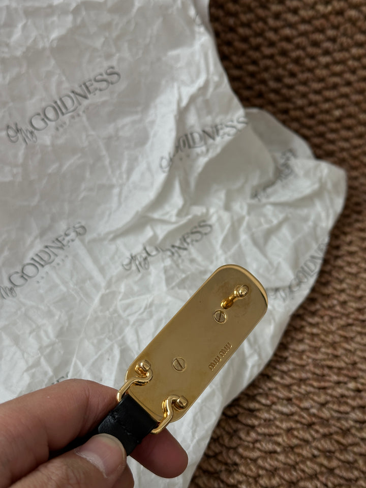 MIU MIU Tortoiseshell Crystal Logo Belt ✨｜Small Size Elegance