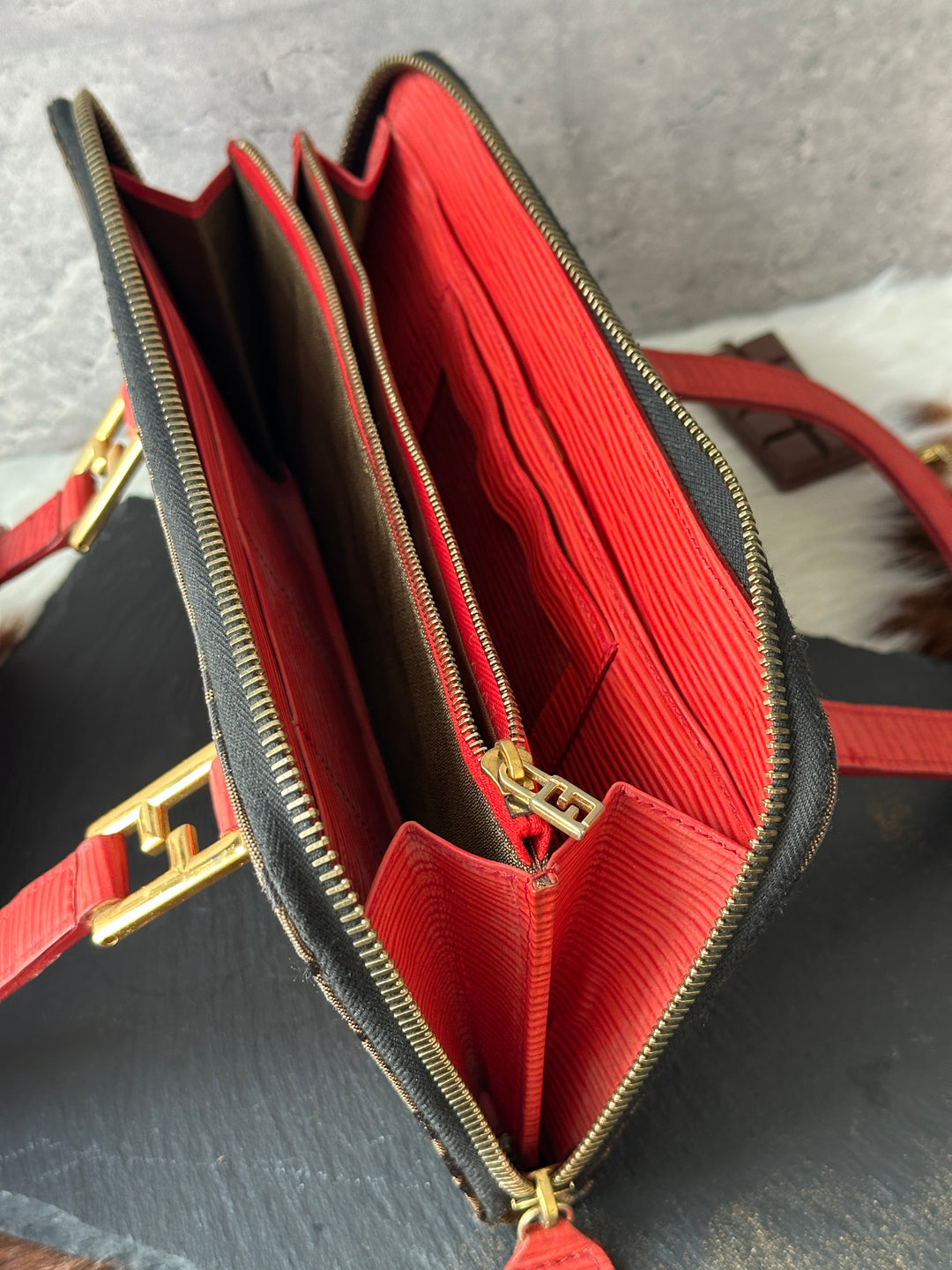 FENDI Leopard Jacquard Top Handle Bag 🐆❤️｜Bold Leopard Pattern × Red Leather Trims × Convertible Crossbody Styling