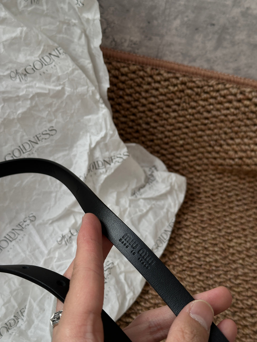 MIU MIU Tortoiseshell Crystal Logo Belt ✨｜Small Size Elegance