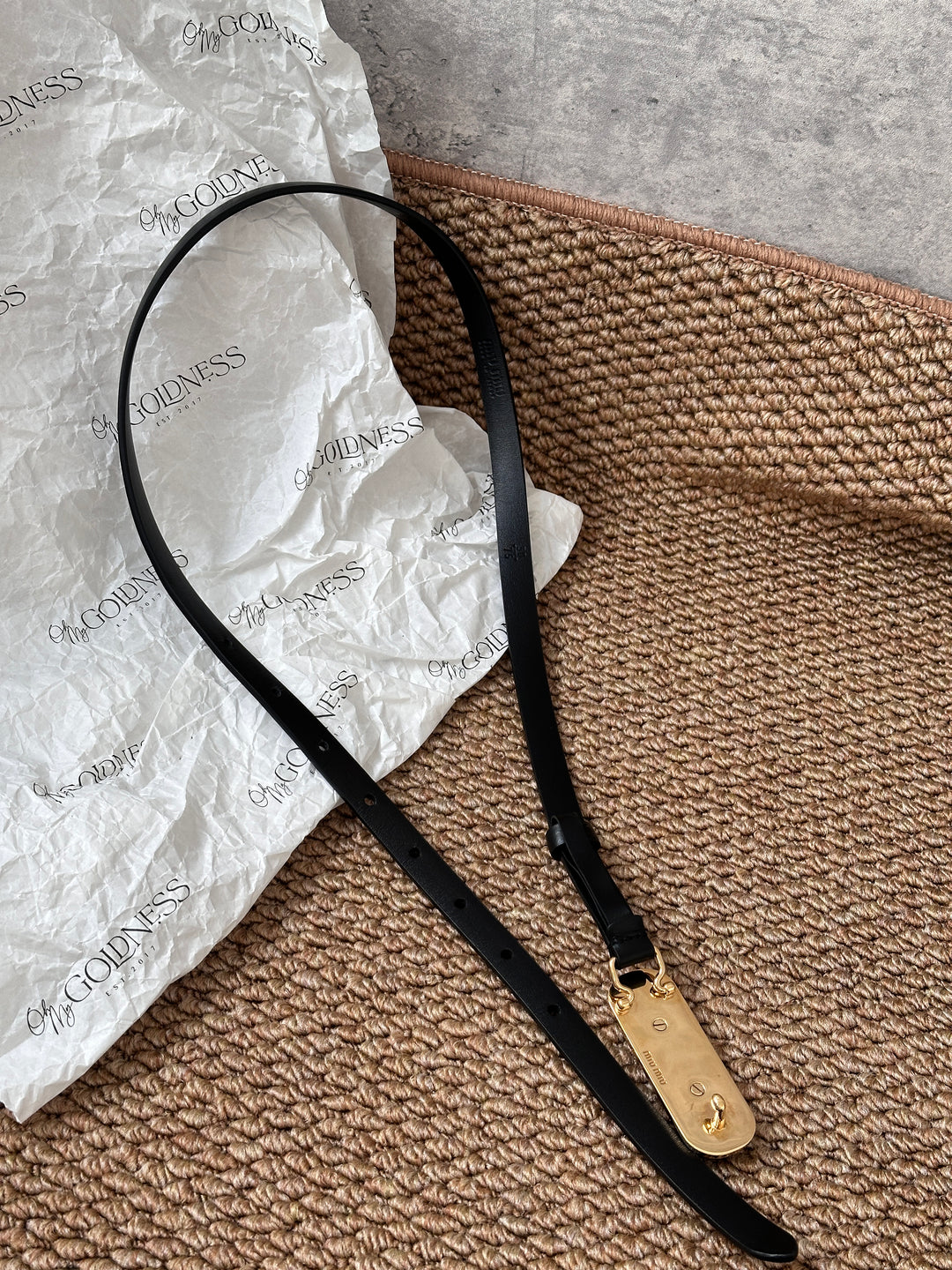 MIU MIU Tortoiseshell Crystal Logo Belt ✨｜Small Size Elegance