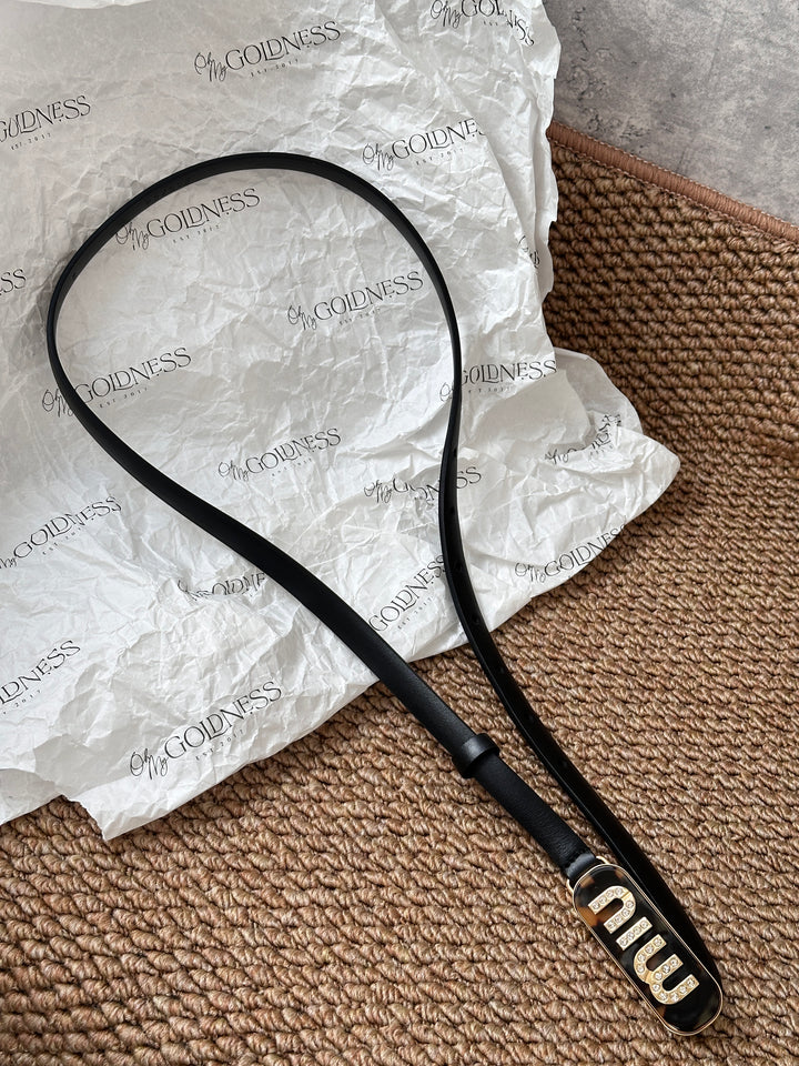 MIU MIU Tortoiseshell Crystal Logo Belt ✨｜Small Size Elegance