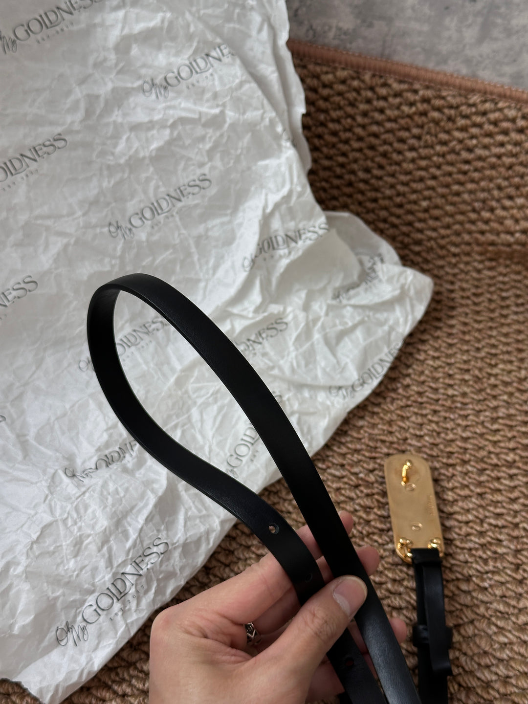 MIU MIU Tortoiseshell Crystal Logo Belt ✨｜Small Size Elegance