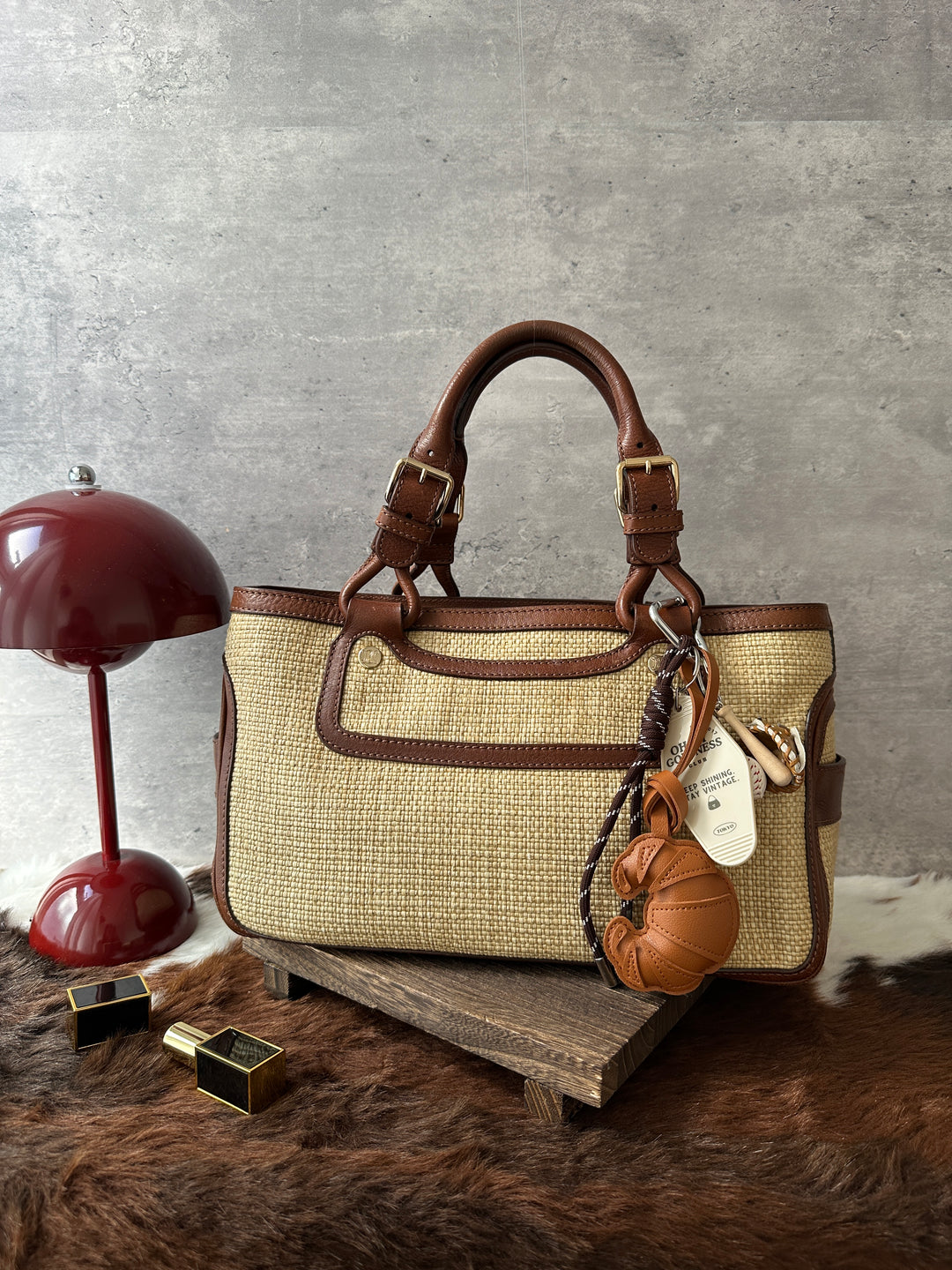 CELINE Woven Tote Bag 🧺✨｜Resort-Ready Texture × Chocolate Leather Trim × Adjustable Handle