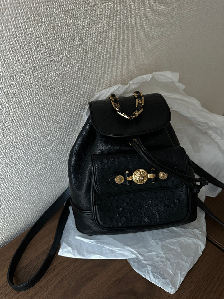 Versace Ostrich Leather Medusa Backpack 🌞🖤 Rare & Stunning
