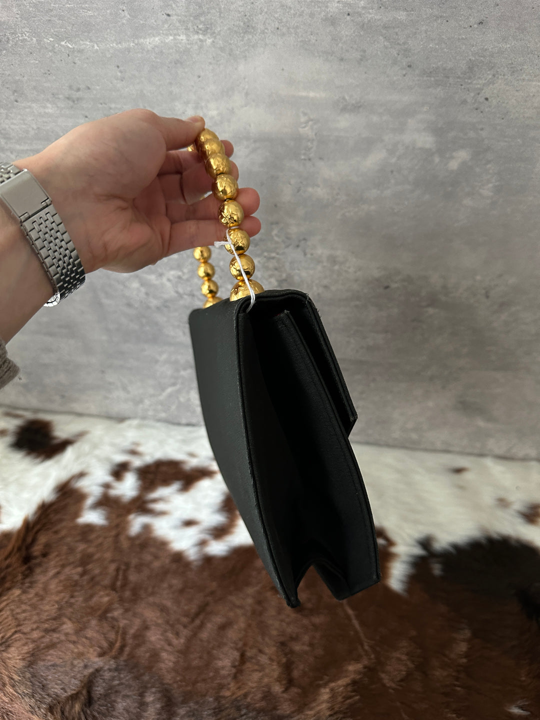 CELINE ✨ Satin Beaded-Handle Kelly Bag｜Opulent Gold Details × Iconic Red Interior × Rare Vintage Find