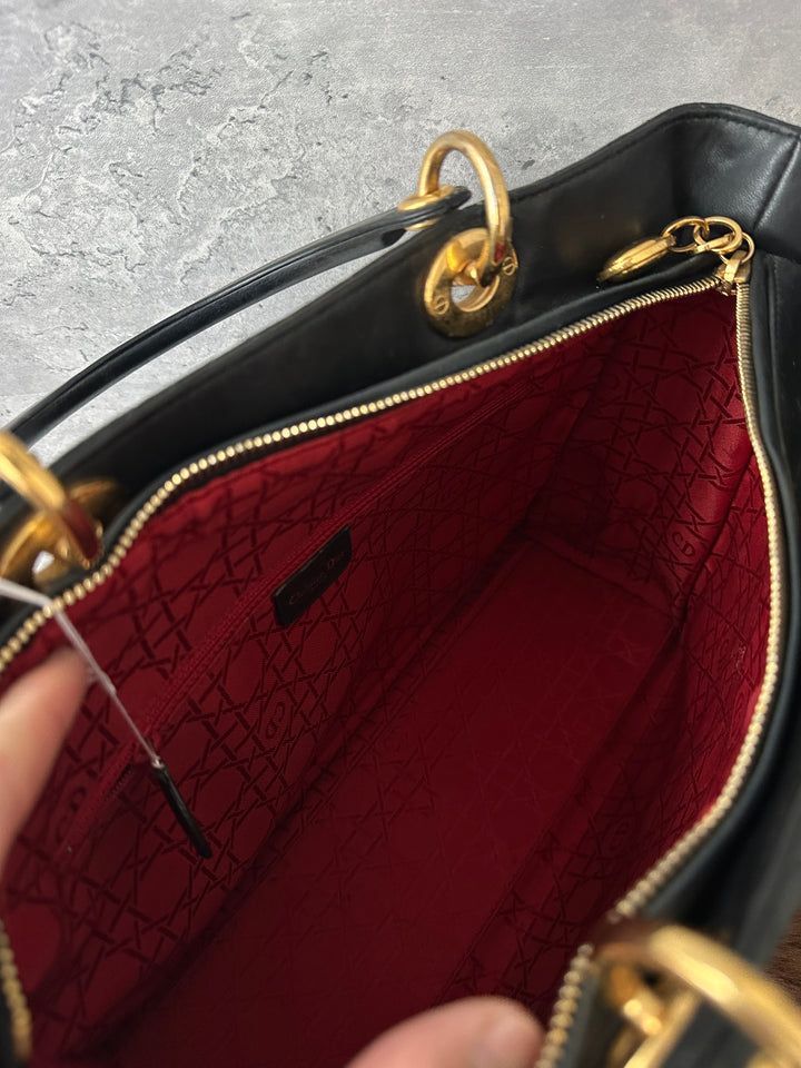 DIOR 🖤 Lady Dior Lambskin Medium｜Iconic Cannage × Classic Black &amp; Gold × Work-Ready Elegance