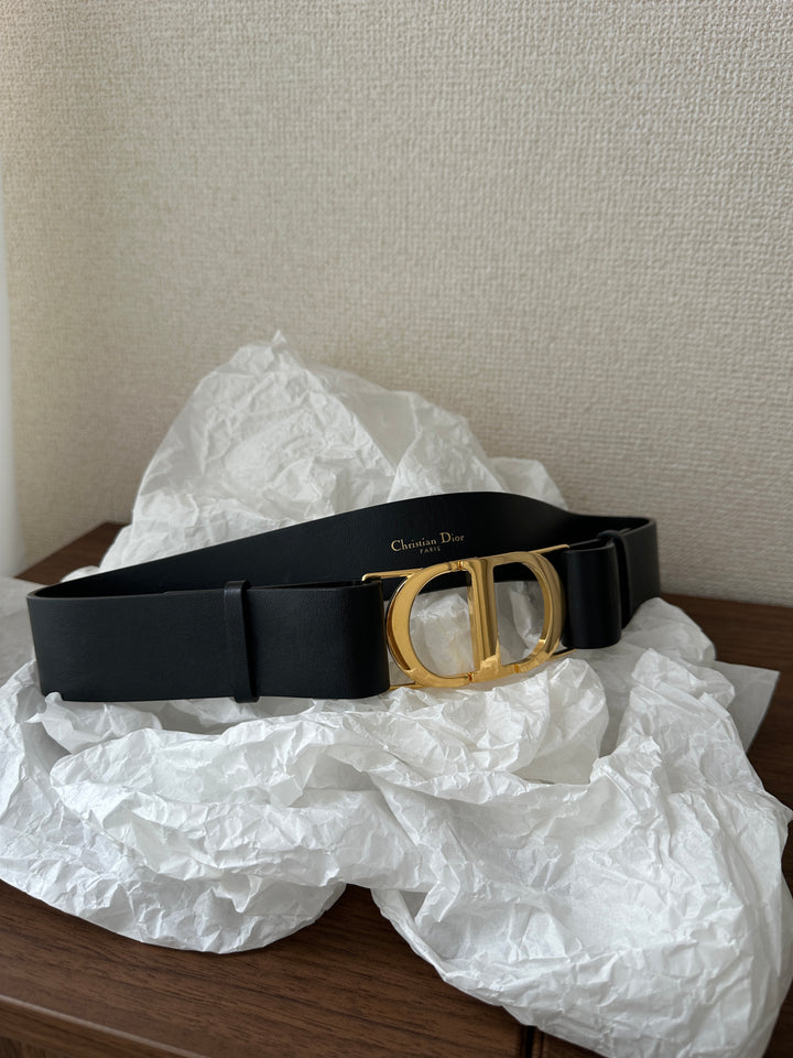 Christian Dior Logo Belt 🖤｜Gold CD Buckle × Black Cotton Body × Statement Styling