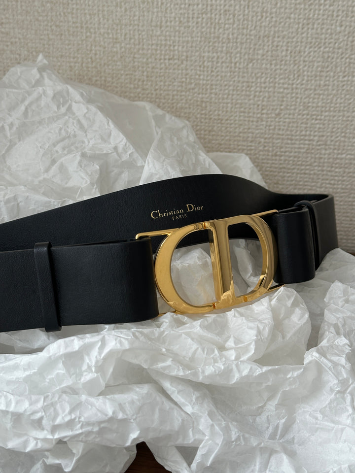 Christian Dior Logo Belt 🖤｜Gold CD Buckle × Black Cotton Body × Statement Styling