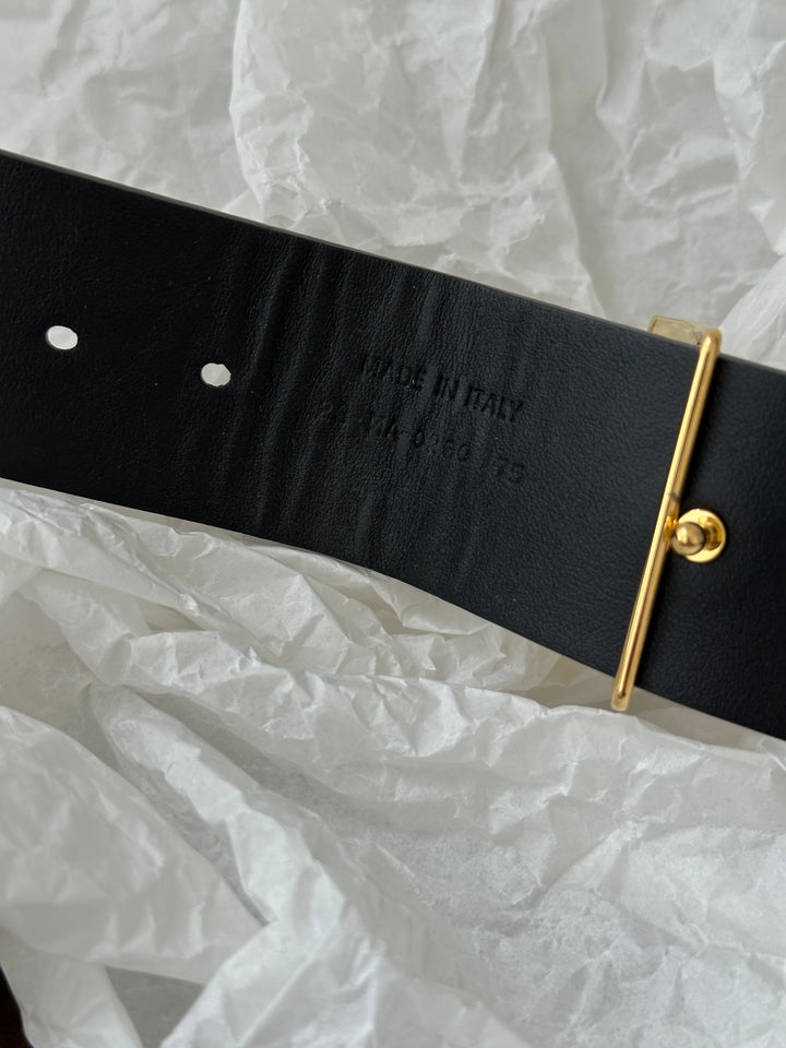 Christian Dior Logo Belt 🖤｜Gold CD Buckle × Black Cotton Body × Statement Styling