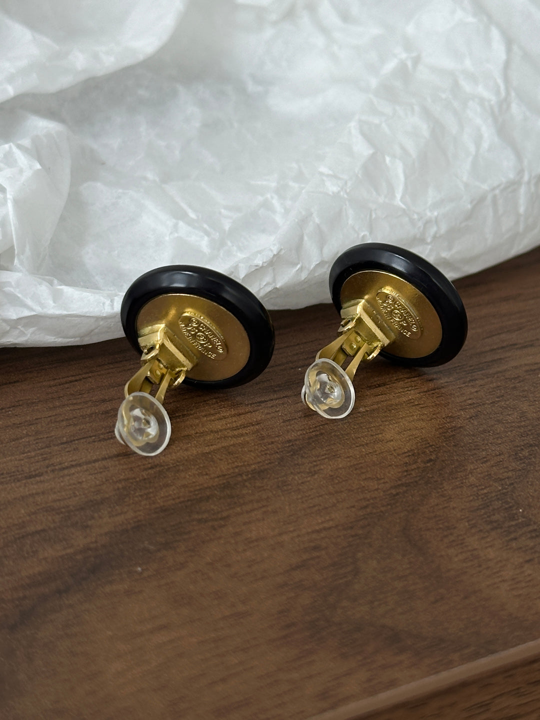 Chanel CC Round Clip-on Earrings 🖤✨ Timeless Elegance