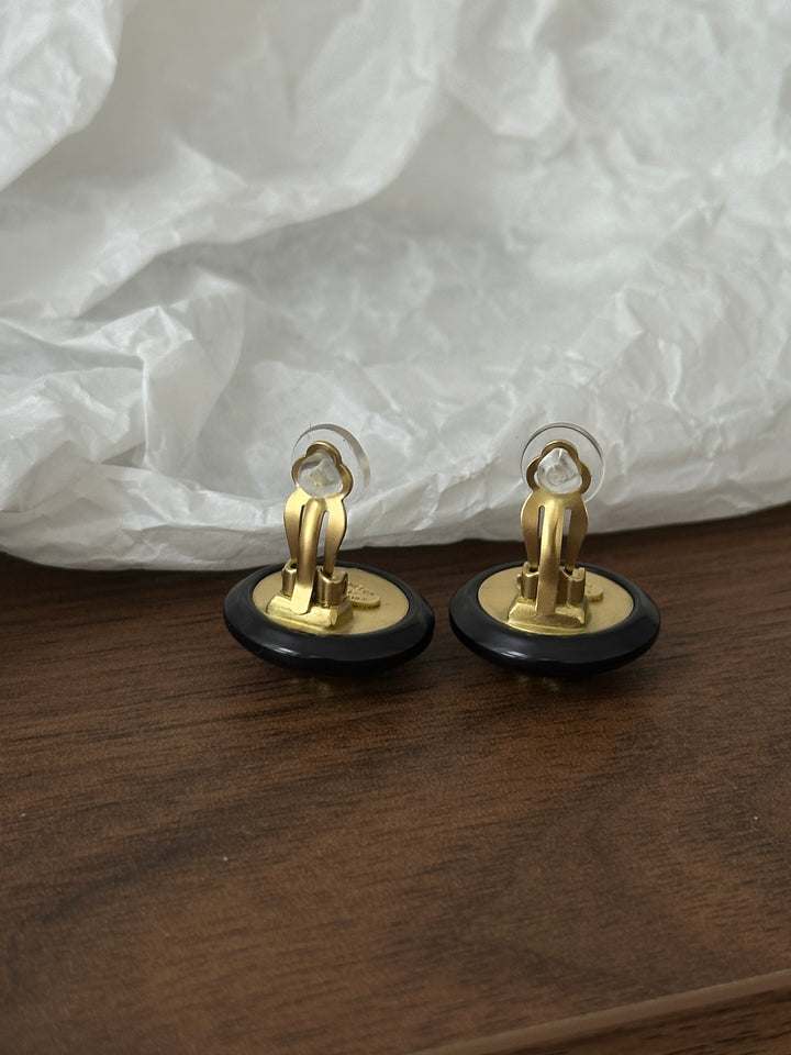 Chanel CC Round Clip-on Earrings 🖤✨ Timeless Elegance