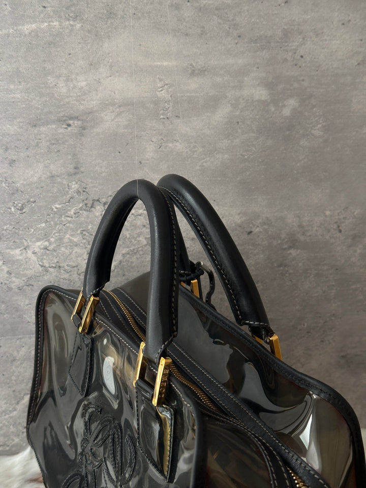 LOEWE Jelly Amazona 28 Boston Bag 🖤✨｜Near-Pristine Condition × Double-Sided Anagram × Key, Lock &amp; Gold Baby Pouch
