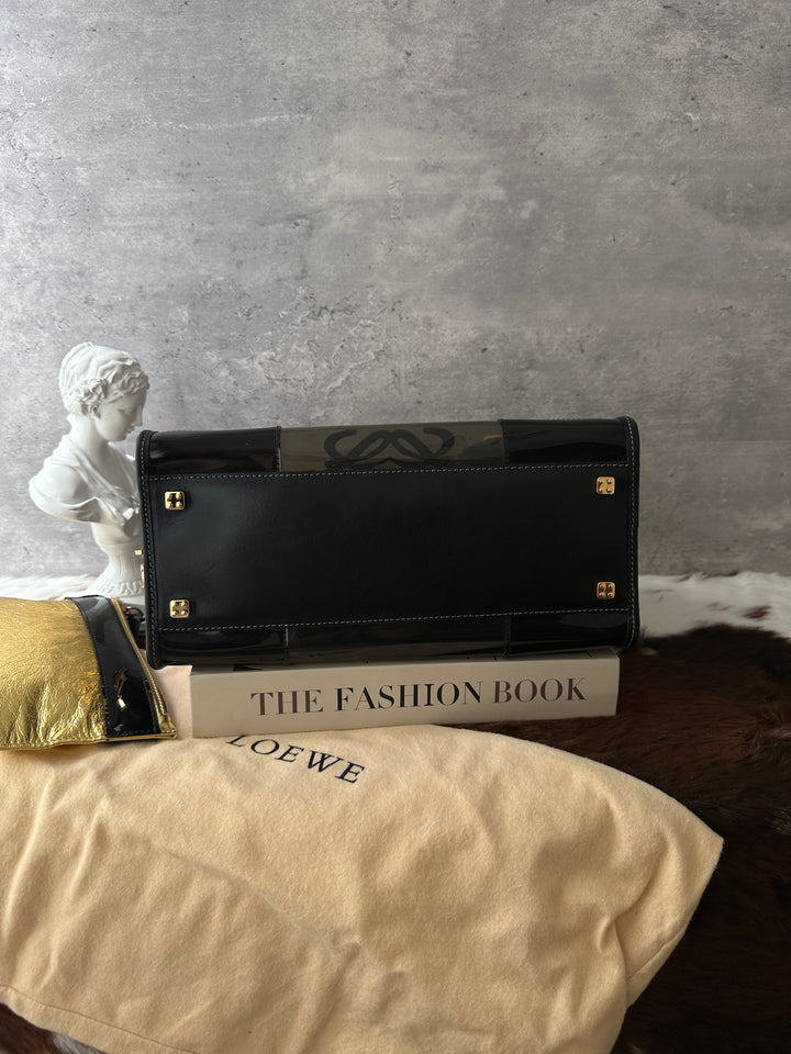 LOEWE Jelly Amazona 28 Boston Bag 🖤✨｜Near-Pristine Condition × Double-Sided Anagram × Key, Lock &amp; Gold Baby Pouch